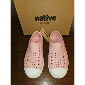 Native Jefferson Waterproof Slip-On Shoes Rose Pink Shell White Kids C 10 NEW
